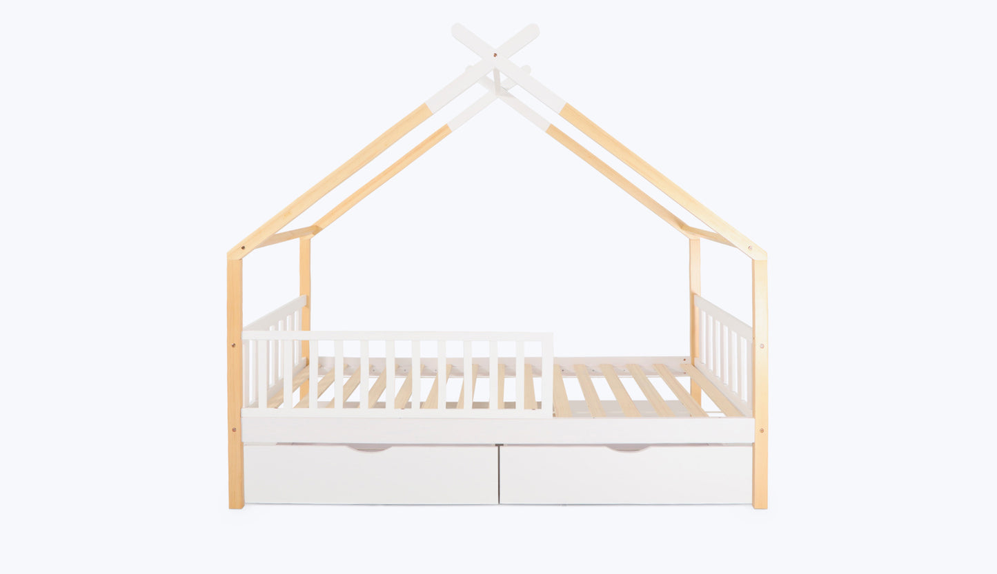 Met bedhek, 2 opberglades